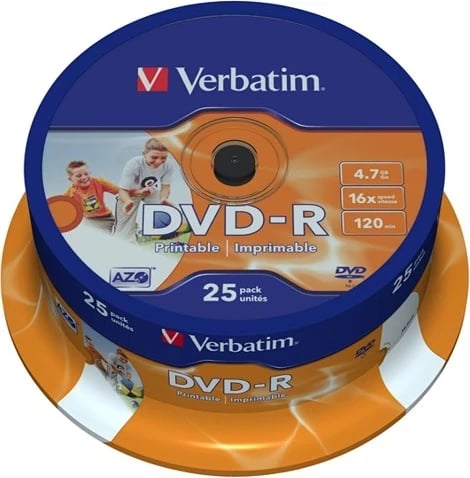 Disqe Verbatim, DVD-R Printable, 4700MB,  120mm, 25 copë