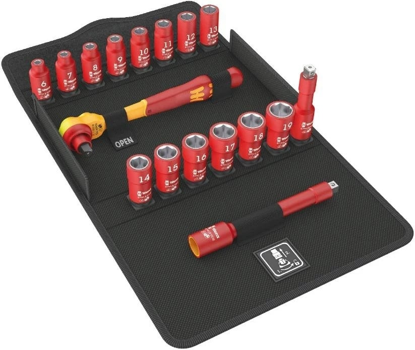 Set çelësa Wera 8100 SB VDE 1, 17 copë, zi/kuqe