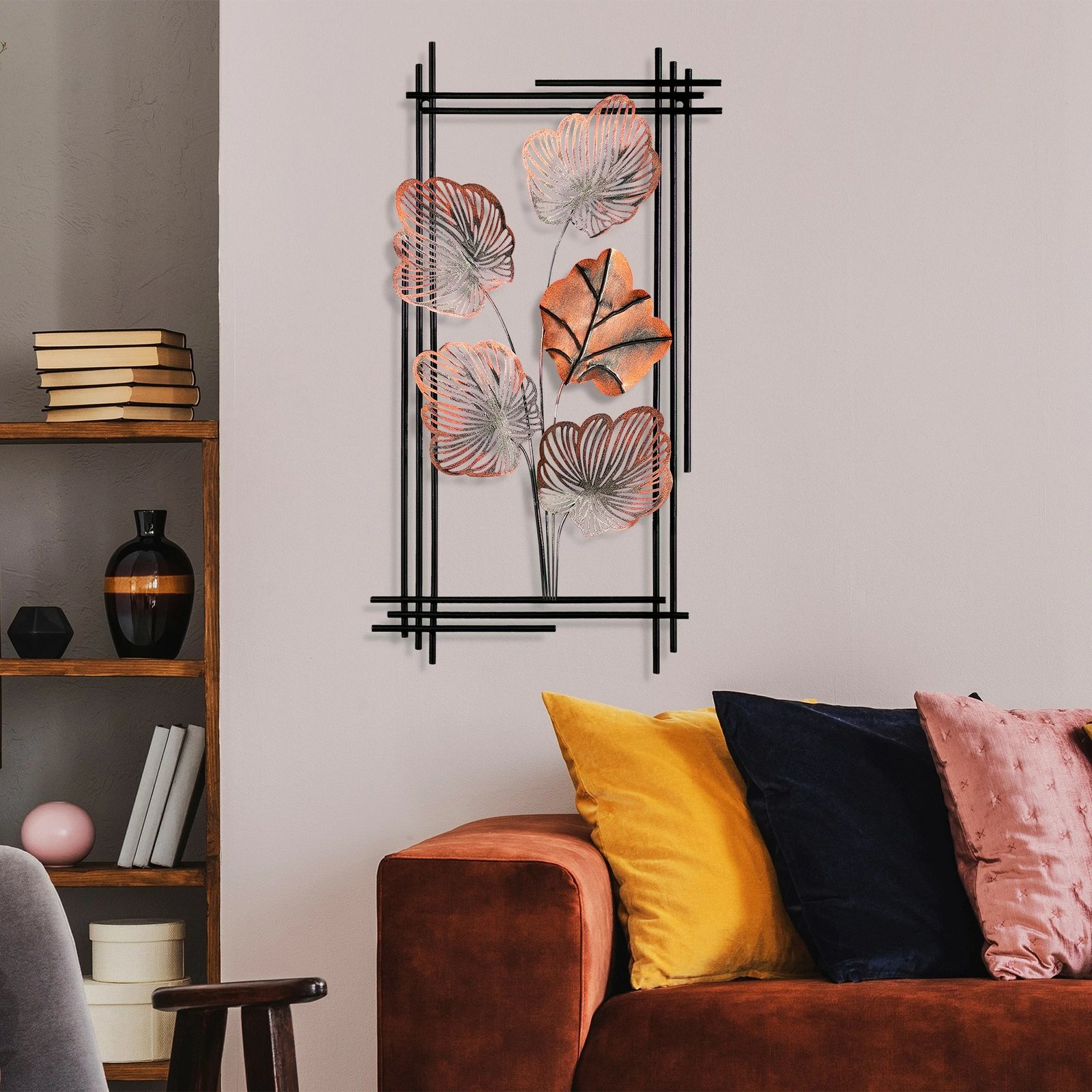 Aksesor dekorativ metalik për mur Wallity, Daiyu 4, shumëngjyrësh, 48x87x4cm