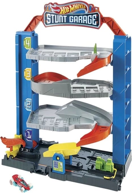 Set garazh lodër Hot Wheels City Stunt Garage, plastikë, shumëngjyrësh