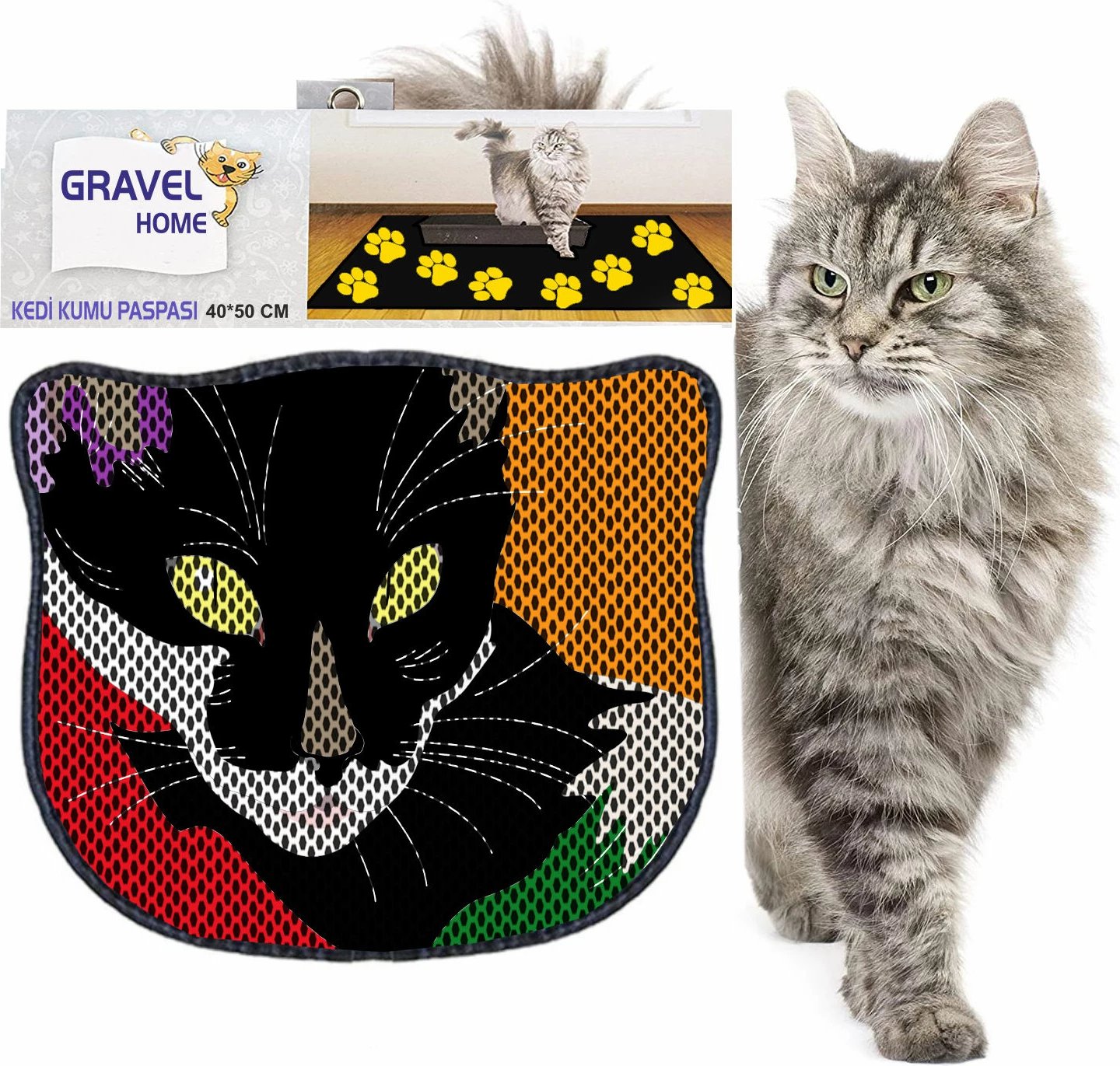 Tapet për rërë të maceve, shumëngjyrësh, Paws & Whiskers, Kdkafa0247, 40x50cm