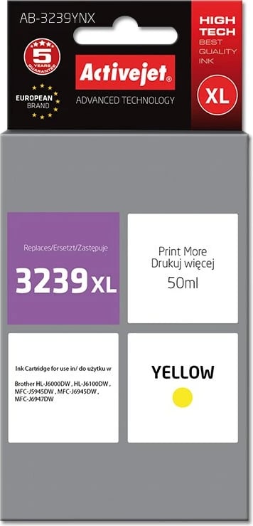 Ngjyrë zëvendësuese Activejet AB-3239YNX për printer Brother, 50ml, i verdhë