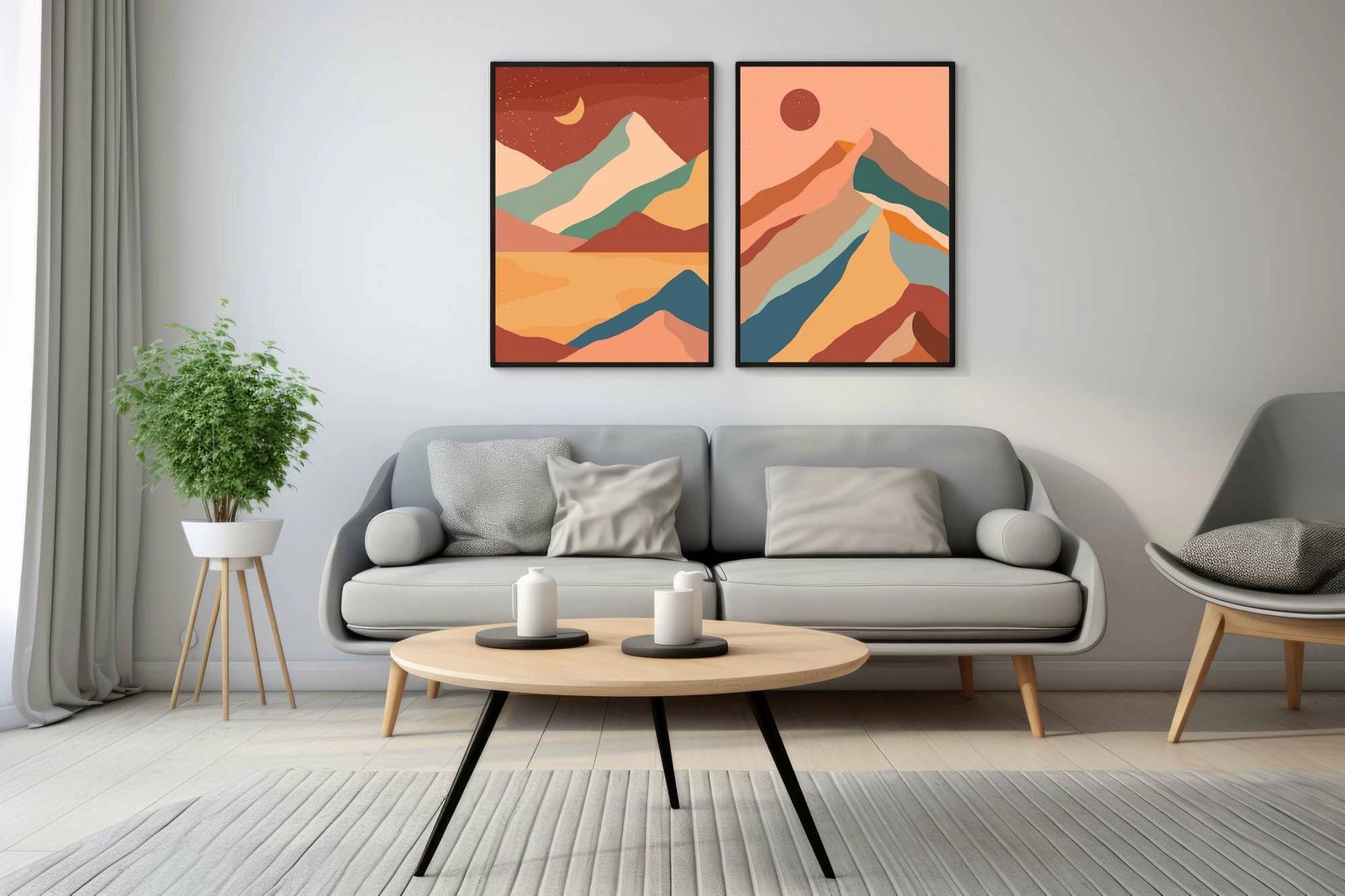 Pikturë dekorative me kornizë MDF (2 copë), Wallity, Mp2-00113, 30x40cm