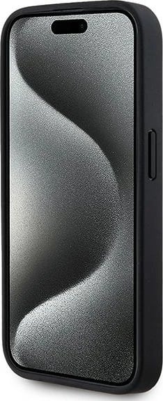 Mbështjellës Karl Lagerfeld Leather Monogram Metal Logo për iPhone 15 Pro Max, i zi
