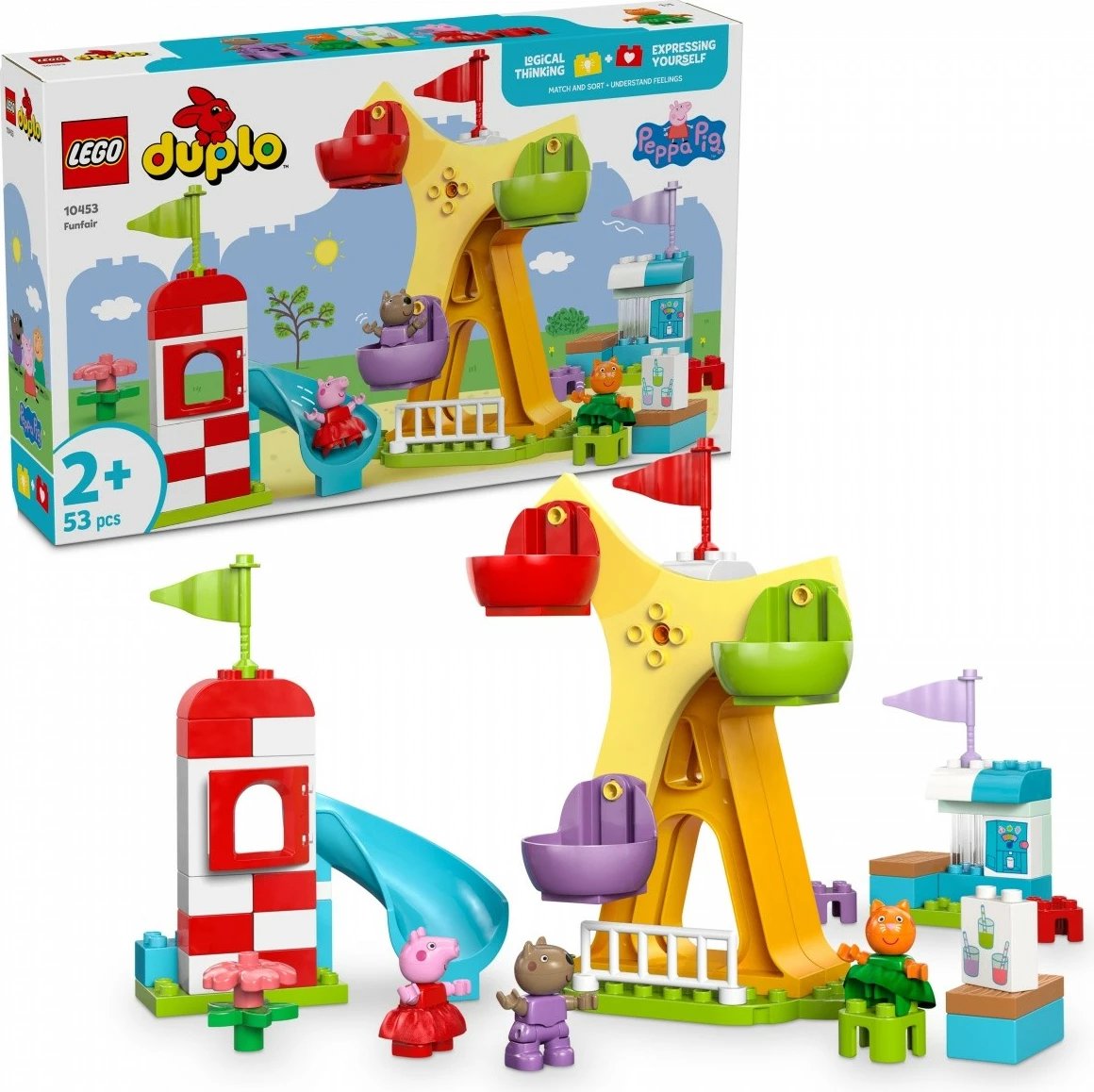 Set lodrash LEGO DUPLO Peppa Pig 10453 Funfair, 53 pjesë, plastikë, shumëngjyrëshe