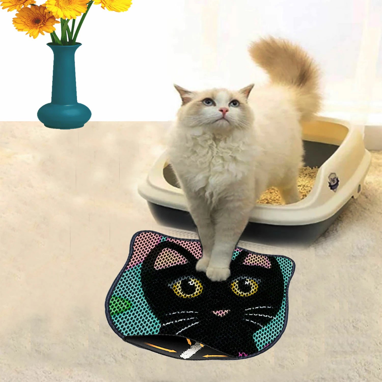 Tapet për rërë mace, shumëngjyrësh, Paws & Whiskers, Kdkafa0109, 40x50cm