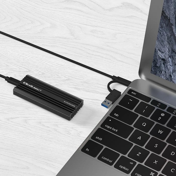 Kasë Qoltec NV2270 për SSD M.2 SATA/NVMe, USB-C, 2TB, e zezë