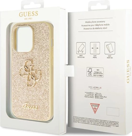 Mbështjellës Guess Glitter Script Big 4G për iPhone 14 Pro, Ari Mbështjellës Guess Glitter Script Big 4G për iPhone 14 Pro, Ari