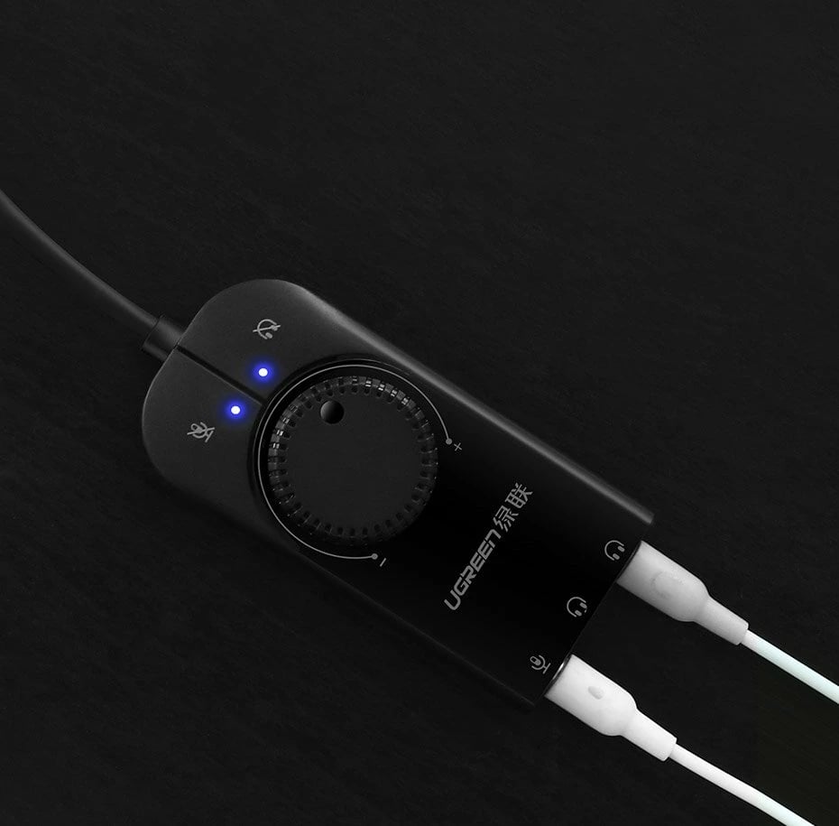 Adapter zanor i jashtëm Ugreen 40964, USB-A, 3.5 mm mini jack, 15 cm, Zi