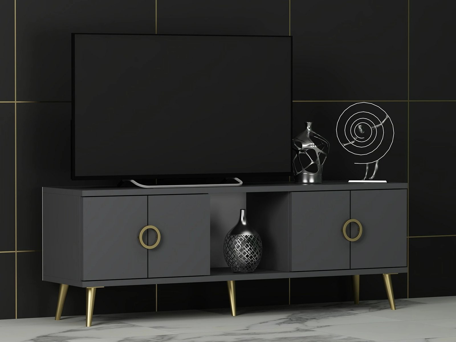 Komodë TV Hanah Home, Cey, ngjyrë antracit