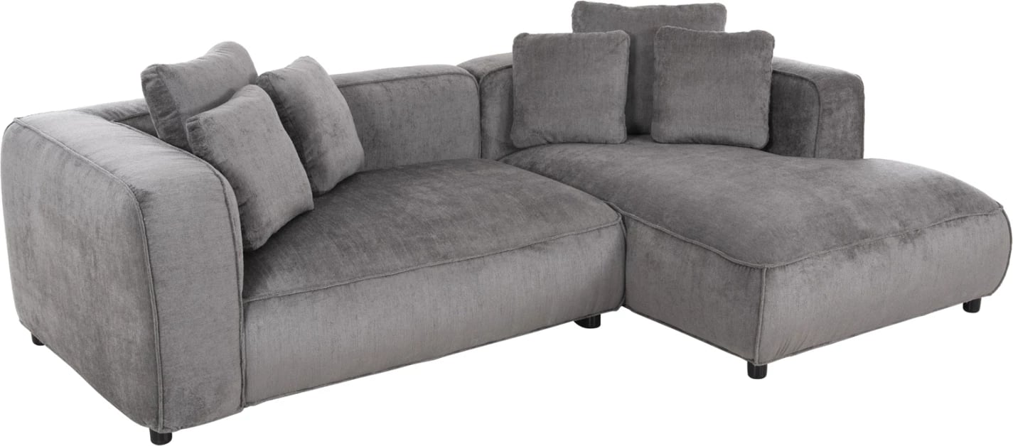 Divan qoshe 3-vendësh GRACE FH3280.03R, pëlhurë gri, 252x105-160x70-90H cm