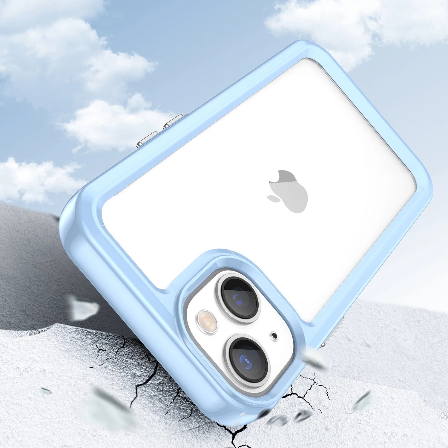 Mbështjellës Hurtel Outer Space Case për iPhone 14 Plus, hard cover me kornizë xheli, Blu