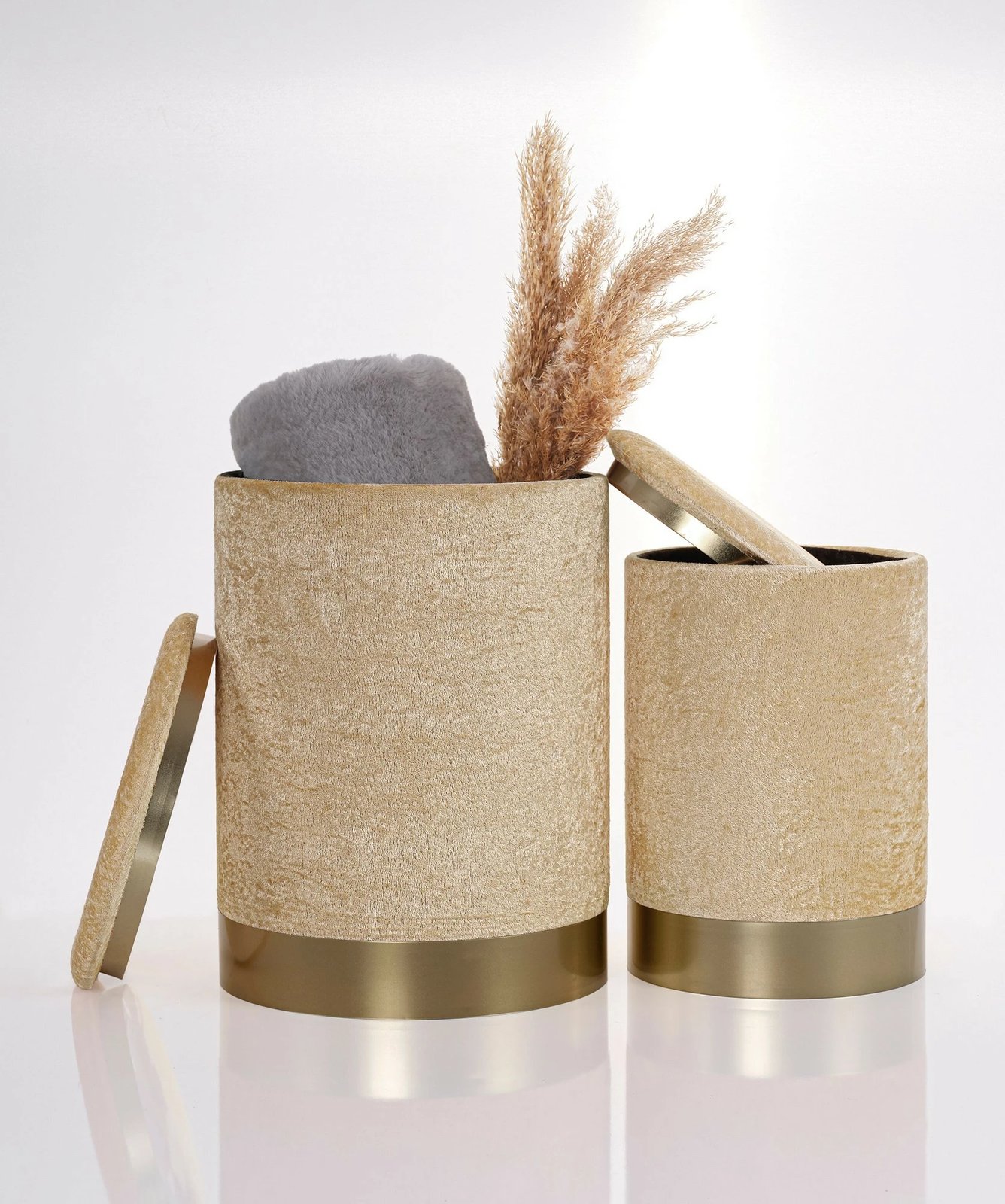 Set pufesh (2 copë), Comfort, bezhë, Evila Originals