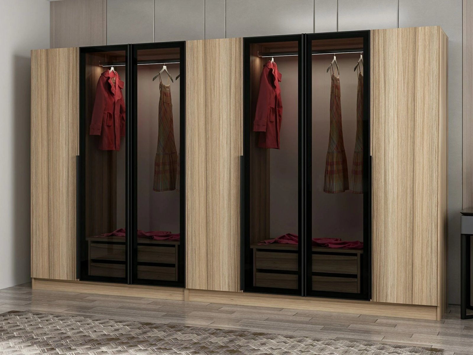 Dollap garderobe Skye Decor, ngjyrë fume dhe lis, Kale Plus - 7823