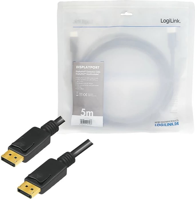 Kabllo DisplayPort LogiLink CV0139, 5m, 4K, 120Hz, e zezë