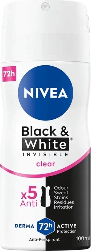 Deodorant spray për femra Nivea Black&White Invisible Clear 100ml