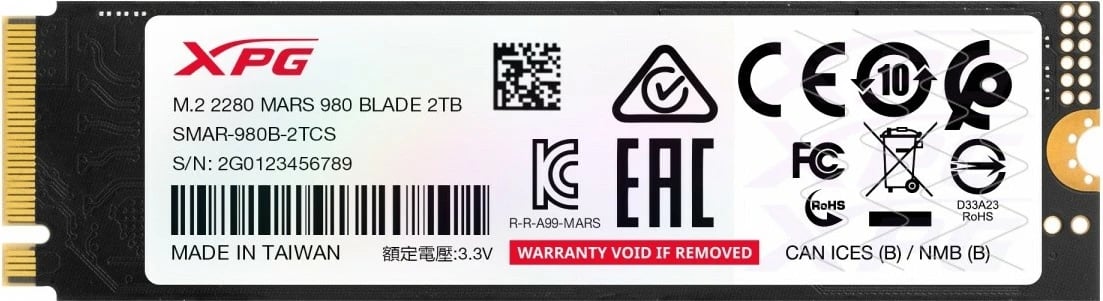 SSD M.2 Adata XPG MARS 980 BLADE, 2TB, PCIe 5.0 x4, për laptop/desktop