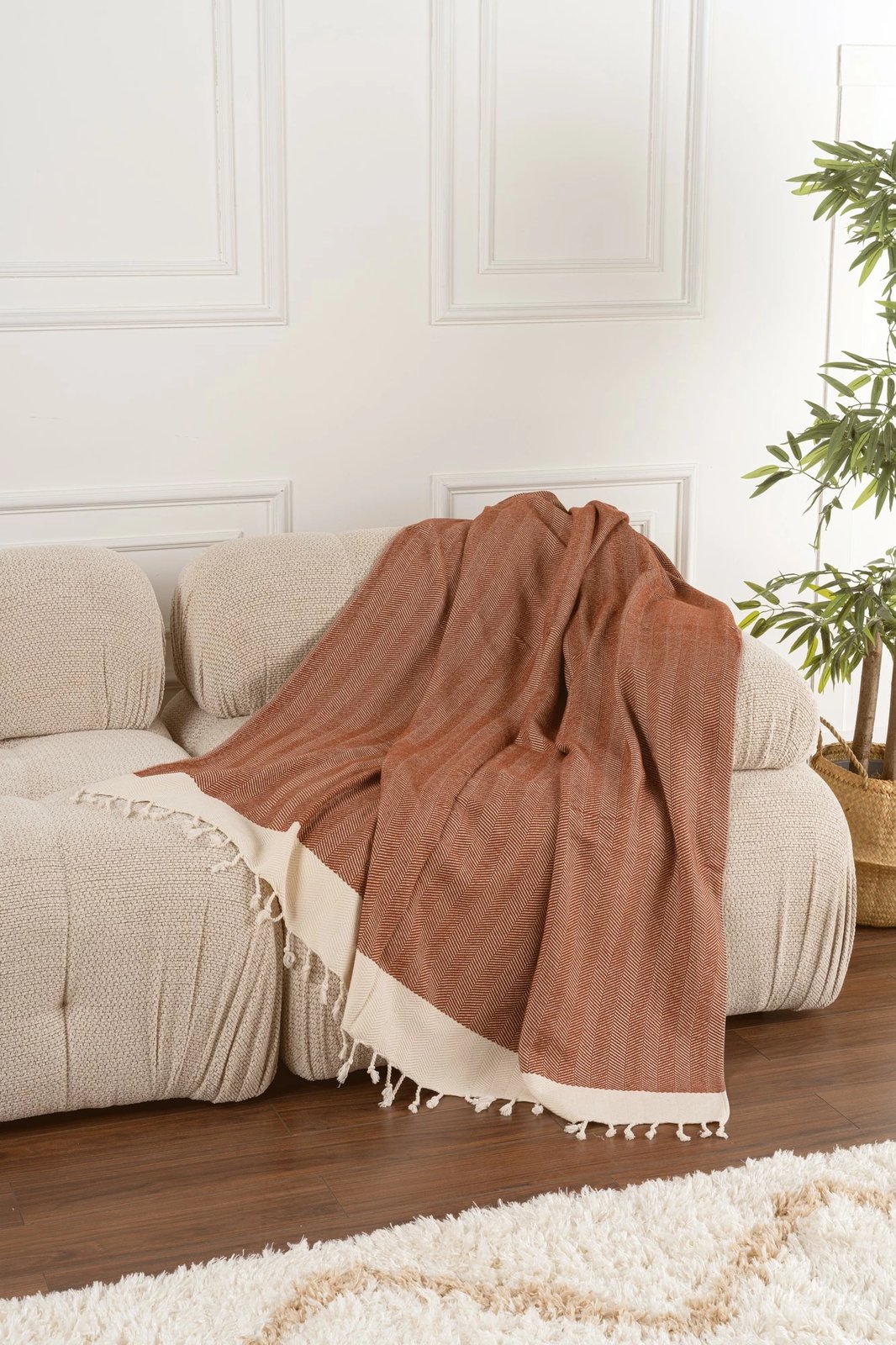 Mbulesë divani L'essentiel, ngjyrë e kuqe kafe balte, Baliksirti