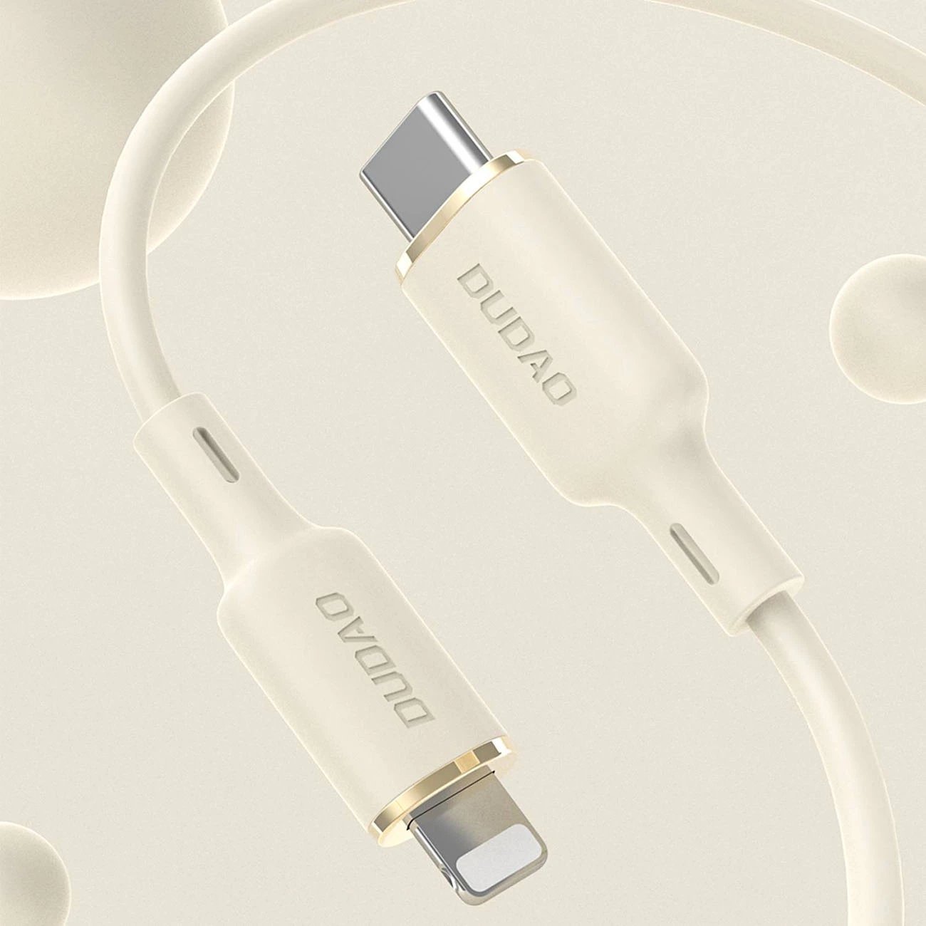 Kabllo Dudao L7SCL, USB-C në Lightning, 1m, 30W, Bezhe
