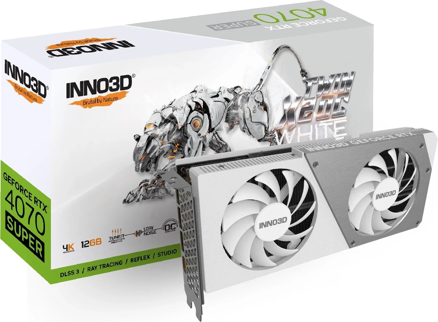 Kartë Grafike Inno3D GEFORCE RTX 4070 SUPER TWIN X2 OC, NVIDIA 12 GB GDDR6X, e bardhë