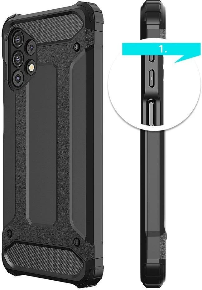 Mbështjellës Hurtel Hybrid Armor për Samsung Galaxy A73, i zi