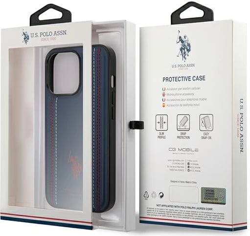Mbështjellës US Polo Assn. USHCP14XPFAV për iPhone 14 Pro Max 6.7", lëkurë sintetike, navy