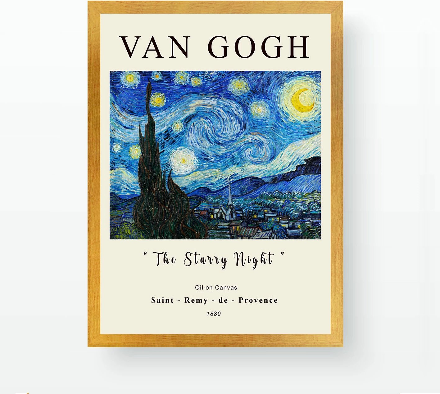 Pikturë dekorative me kornizë, The Starry Night, shumëngjyrëshe, 35x45cm, Wallity