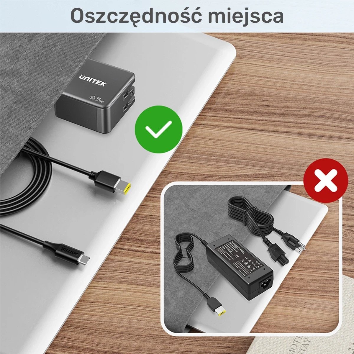 Kabeli i Energjisë për Laptop Unitek 65W USB-C - DC11*4,5mm, i zi