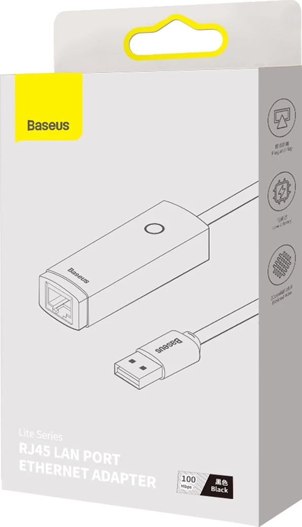 Adapter rrjeti Baseus Lite Series, USB Type-A në RJ45 LAN, 100Mbps, i zi Adapter rrjeti Baseus Lite Series, USB Type-A në RJ45 LAN, 100Mbps, i zi