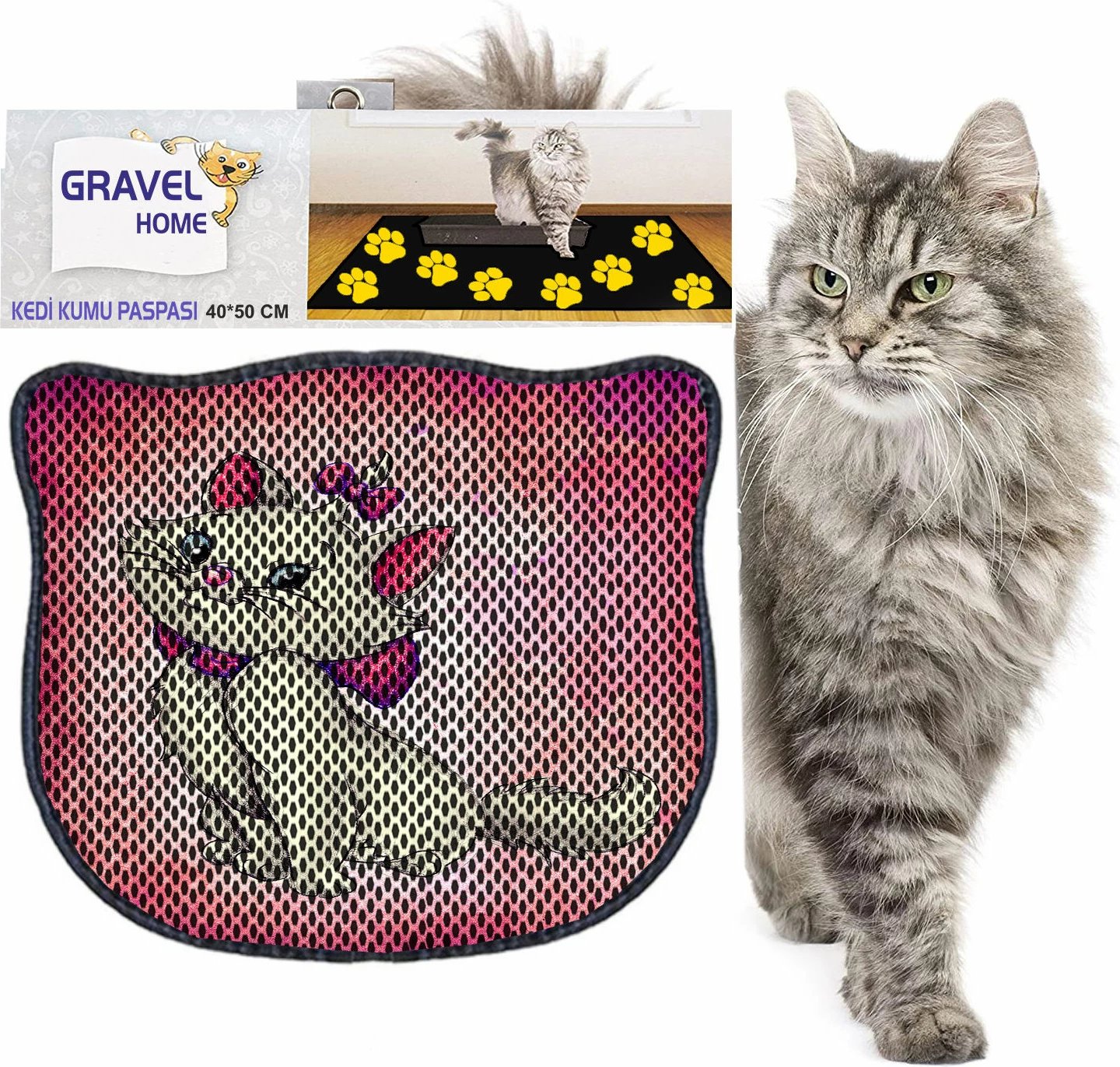 Tapet për rërë mace, shumëngjyrësh, Paws & Whiskers, Kdkafa0143, 40x50cm