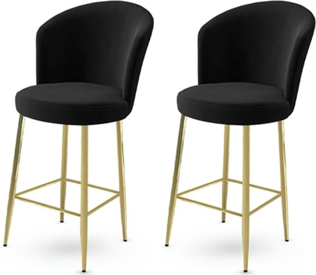 Set karrigesh për bar (2 copë), Hanah Home, Alte, e zezë, ari