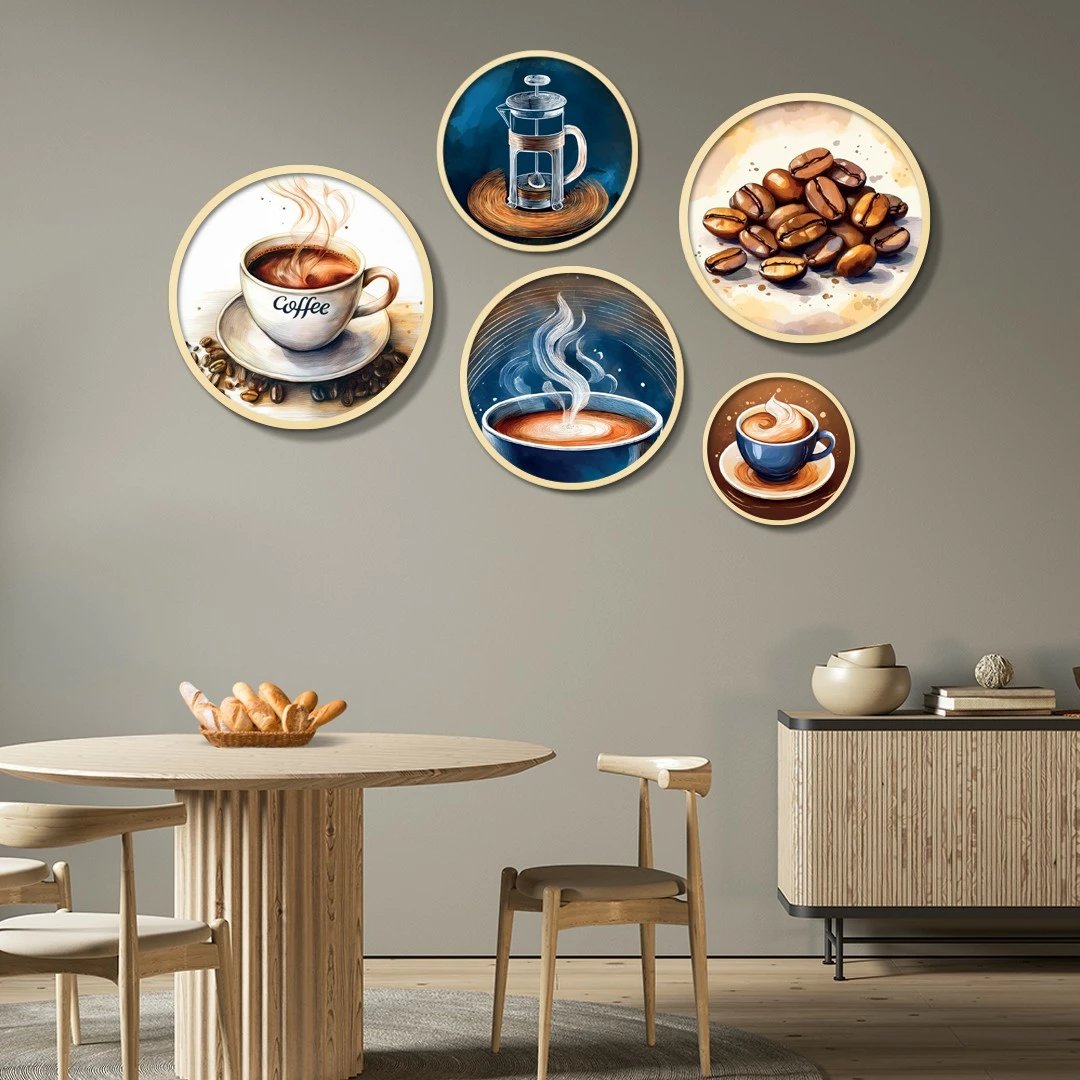 Set pikturash dekorative me kornizë MDF (5 copë), Wallity, Yats-11