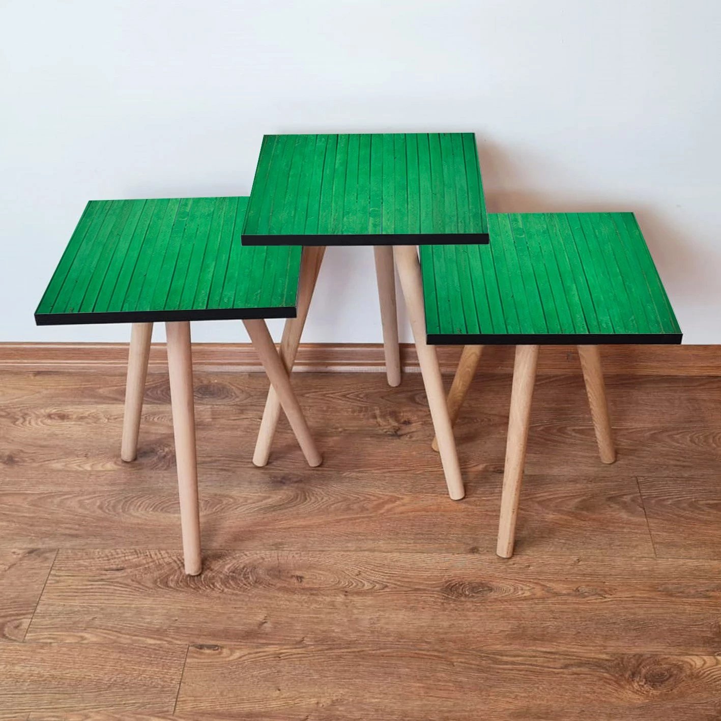 Set tavolina të vendosshme (3 copë), ngjyrë e gjelbër, Skye Decor, 3Shp342