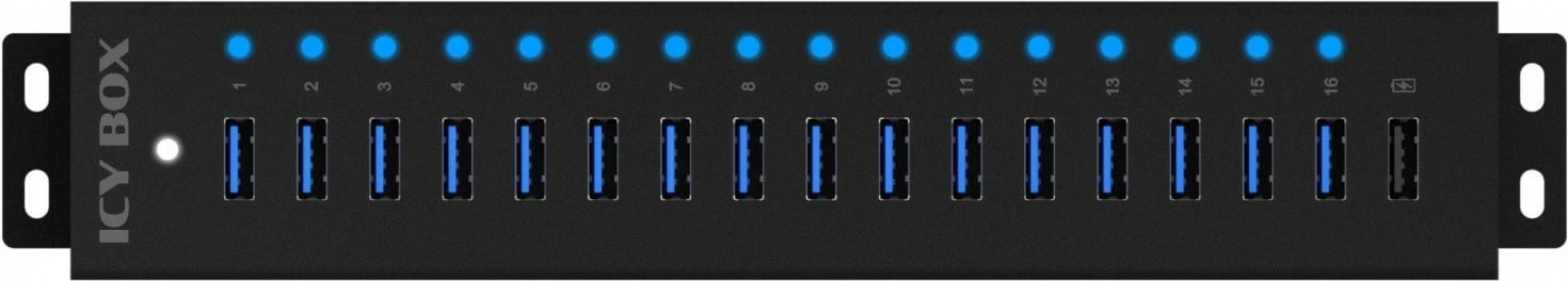 USB HUB IcyBox IB-HUB1717-U3, 16+1 porta, USB 3.2 Gen 1, 96W, Zi