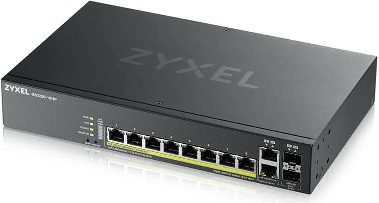Switch Zyxel GS2220-10HP-EU0101F, Managed, L2, Gigabit Ethernet, PoE, Rack mounting