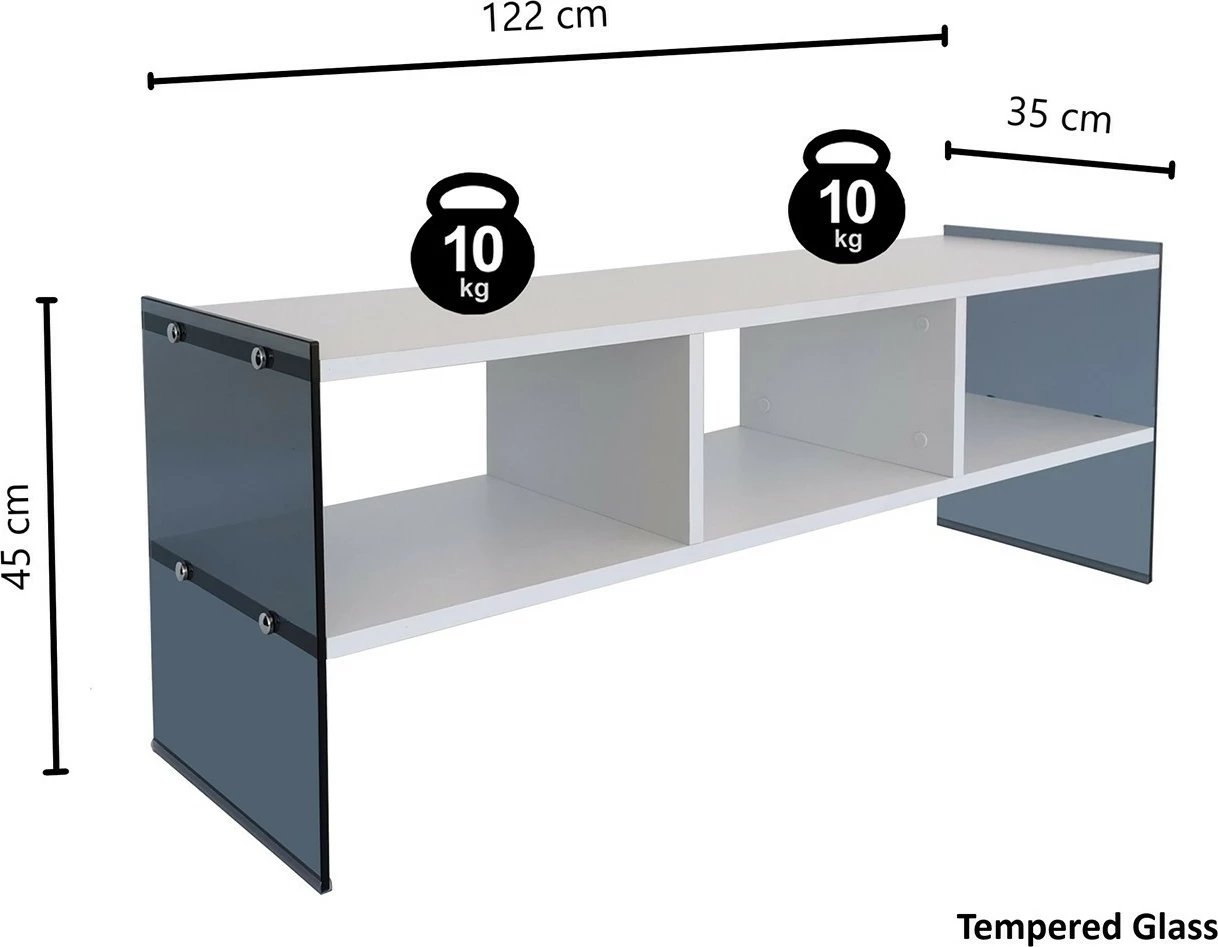 Komodë TV Skye Decor, TV401, e bardhë dhe fume