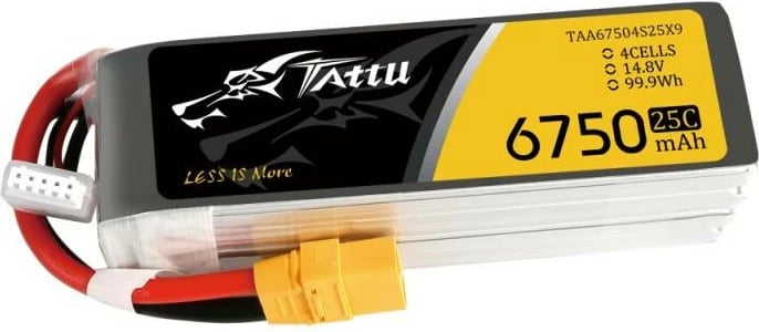 Bateri LiPo Tattu 6750mAh 14.8V 25C 4S1P me XT90