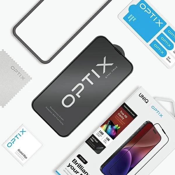 Xham mbrojtës UNIQ Optix Vivid për iPhone 15 Plus / 14 Pro Max me aplikator