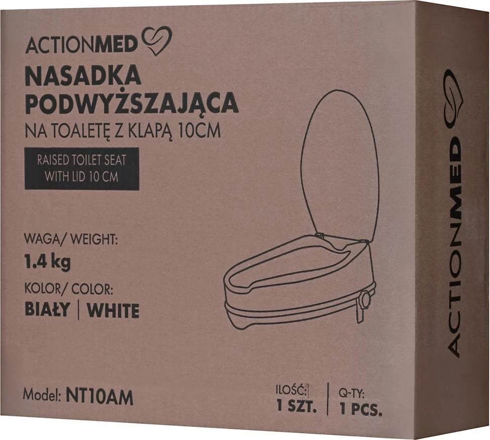 Kapak ngritës për ulëse tualeti ActionMed NT10AM, 10cm, i bardhë Kapak ngritës për ulëse tualeti ActionMed NT10AM, 10cm, i bardhë