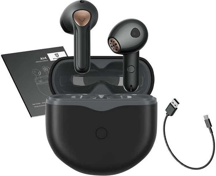 Kufje TWS Soundpeats Air 4, Bluetooth 5.3, aptX, 26h, të zeza