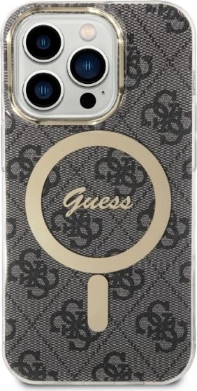 Mbështjellës Guess GUBPP14XH4EACSK me karikues wireless për iPhone 14 Pro Max 6.7", i zi, set