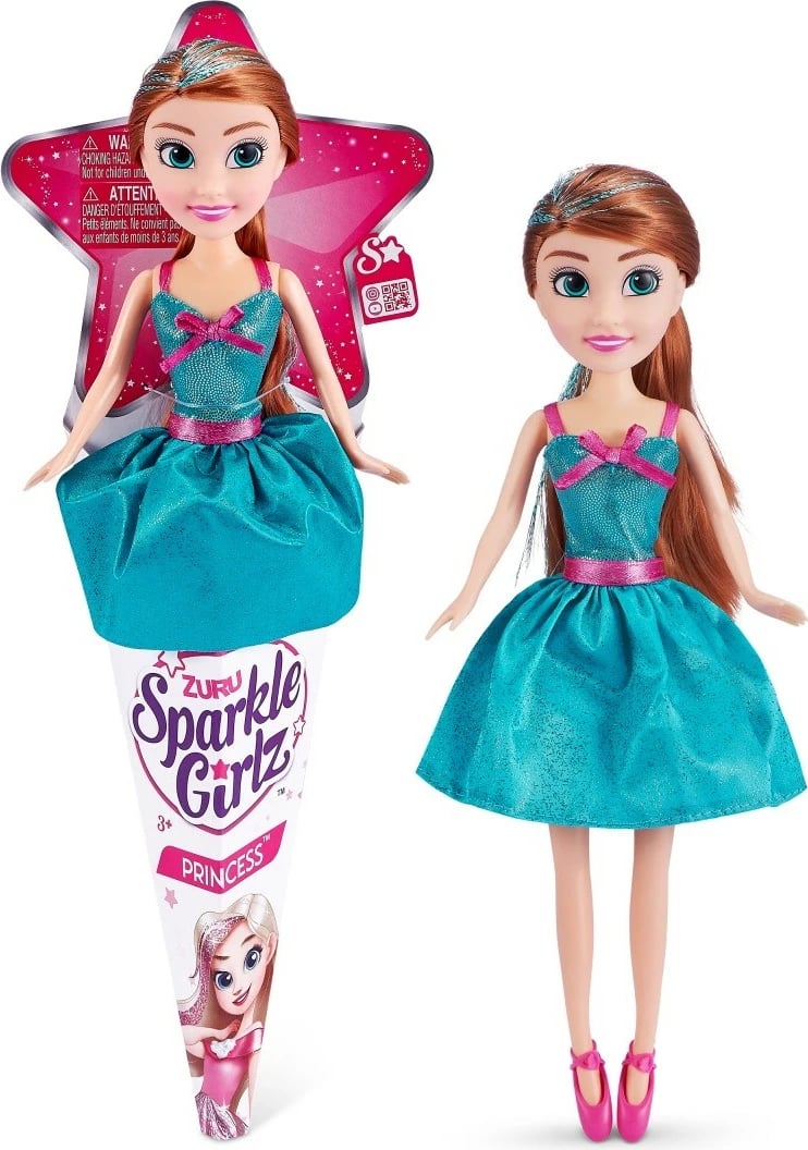 Set kukulla princeshë ZURU Sparkle Girlz, 10.5 inch, 12 copë, shumëngjyrëshe