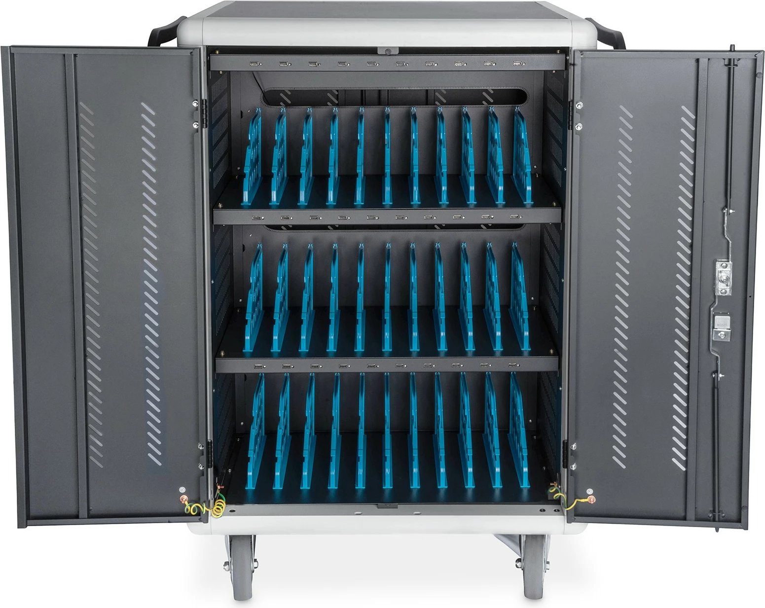 Kasë karikimi Digitus për 30 laptopë/tabletë deri 15.6 inç, USB-A, me rrota, e zezë