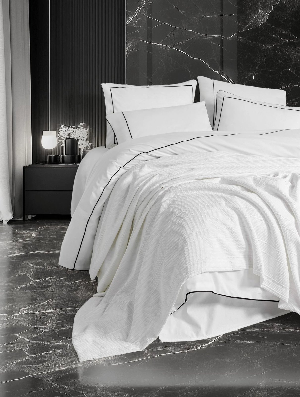 Set mbulesë për jorgan dopio me piké, Mahur, L'essentiel