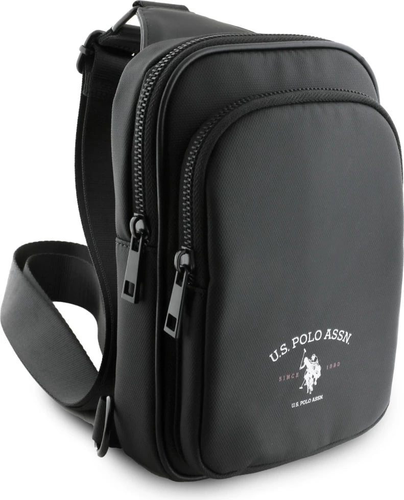 Çantë crossbody për telefon US Polo Assn Petit Pique Crossbody Arch, najlon, e zezë
