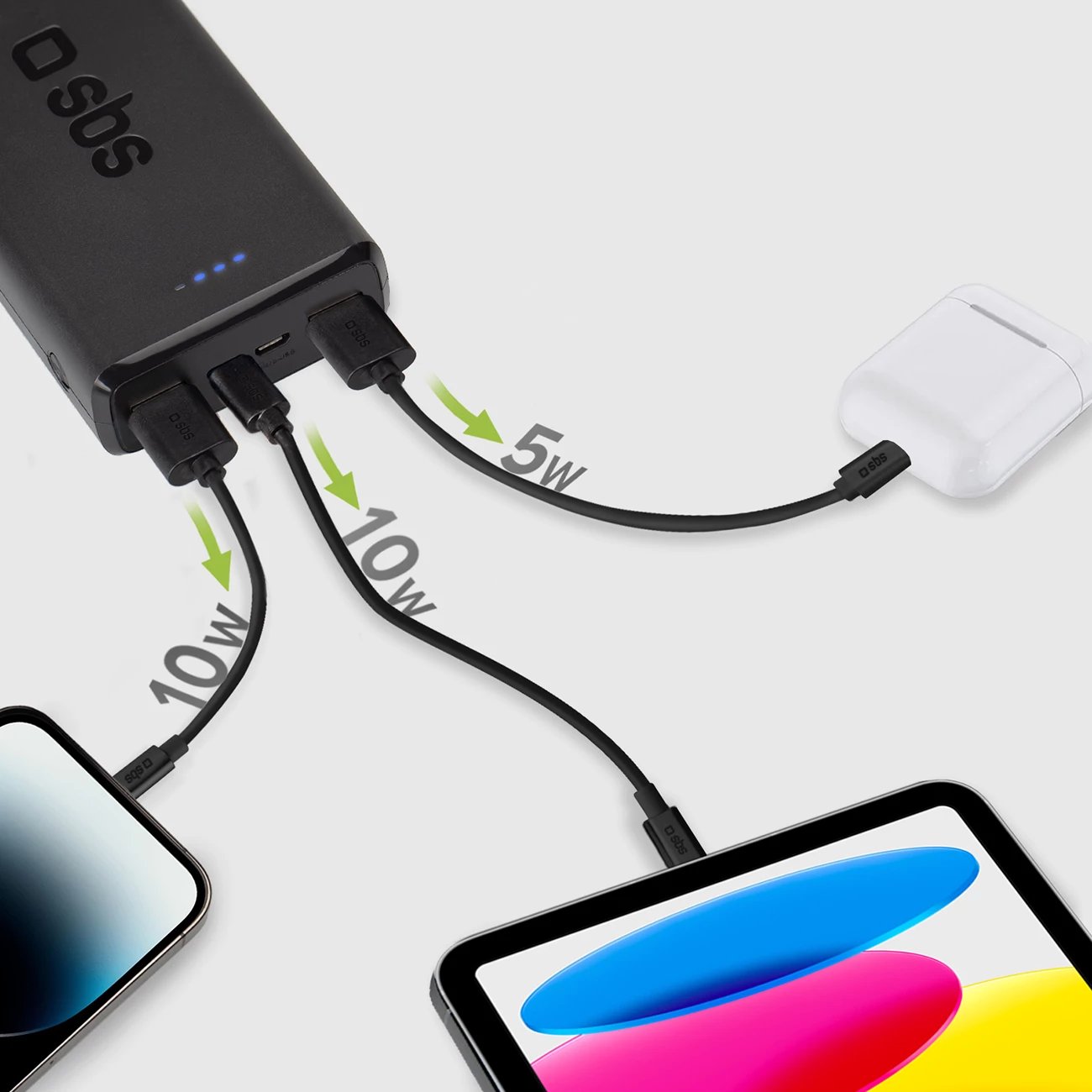 Power bank SBS 20,000 mAh, 2 USB, e zezë