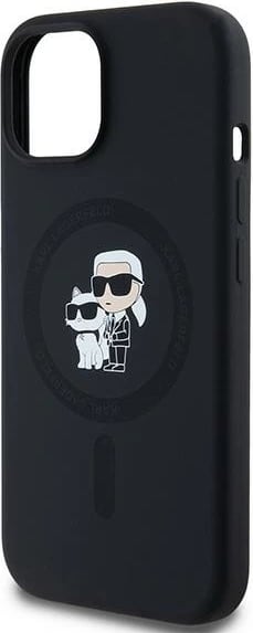 Mbështjellës Karl Lagerfeld Silicone Karl & Choupette MagSafe për iPhone 15/14/13, i zi