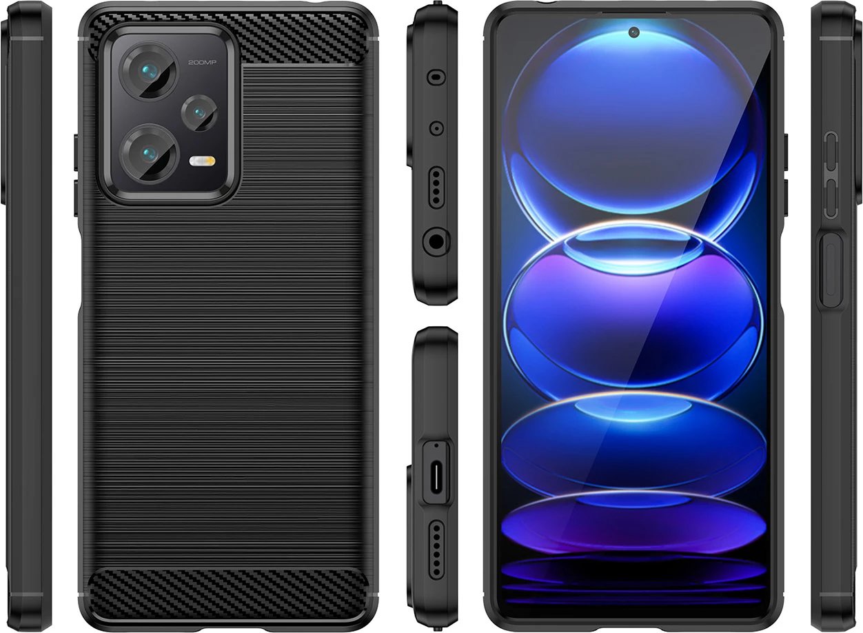 Mbështjellës Hurtel Carbon Case për Xiaomi Redmi Note 12 Pro+, TPU, i zi
