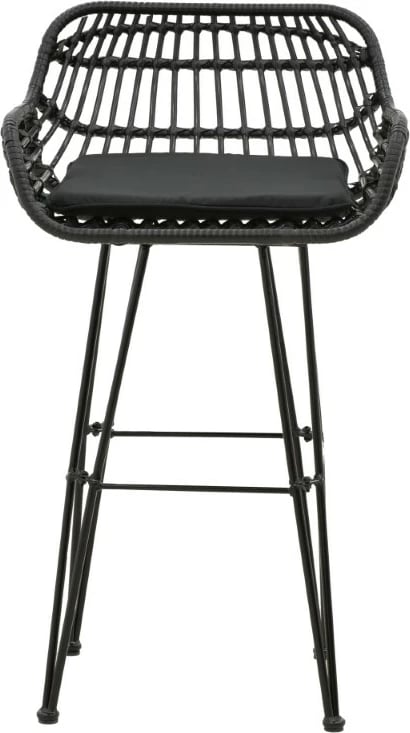 Karrige për bar Naoki me jastëk pe ngjyrë zezë-metal këmbë zezë 52x50x90cm