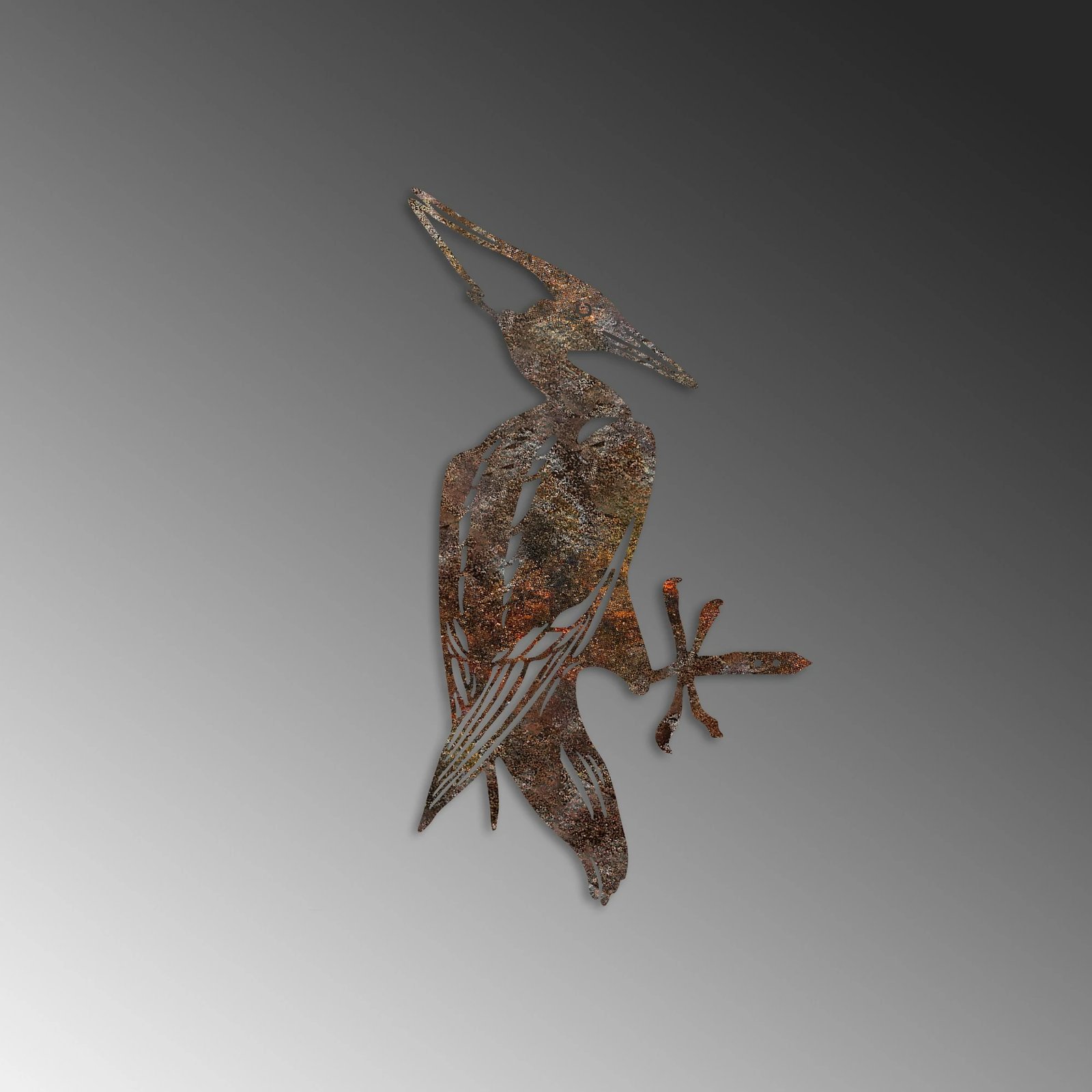 Objekt dekorativ për kopsht, zog në degë, ngjyrë kafe, Aberto Design, 22x40cm